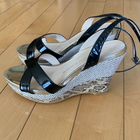 Sacha London Yvette Criss Cross Strap Leather Wedge Sandal Women Size 7 - Picture 8 of 17